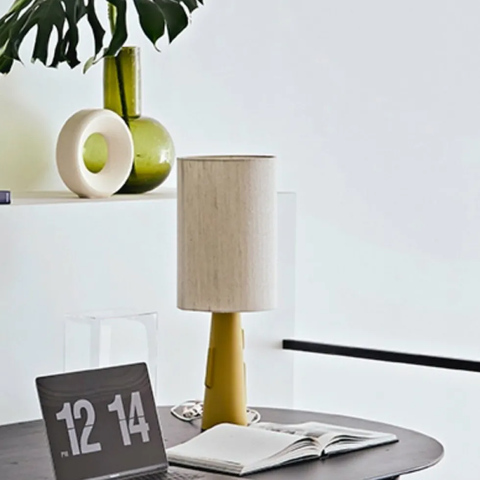 Abat-jour cylindrique en lin naturel M - HKliving