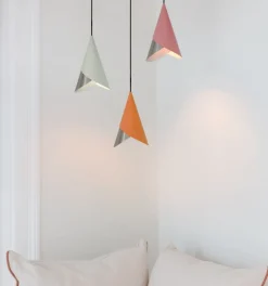 Abat-jour en aluminium argenté et orange Cornet - Umage
