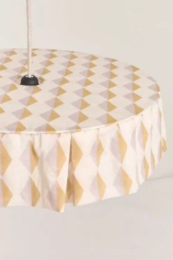 Abat-jour en lin pour suspension arlequin moutarde et lilas 50cm Vibes - Nobodinoz