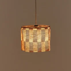 Abat-jour en lin pour suspension à carreaux maroon 20cm Vibes - Nobodinoz