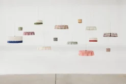 Abat-jour en lin pour suspension à carreaux maroon 20cm Vibes - Nobodinoz