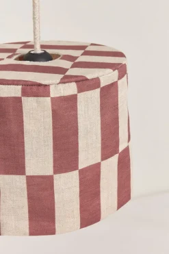 Abat-jour en lin pour suspension à carreaux maroon 20cm Vibes - Nobodinoz