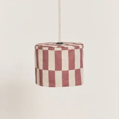 Abat-jour en lin pour suspension à carreaux maroon 20cm Vibes - Nobodinoz