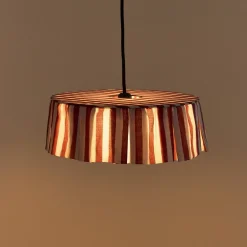 Abat-jour en lin pour suspension à rayures maroon 40cm Vibes - Nobodinoz