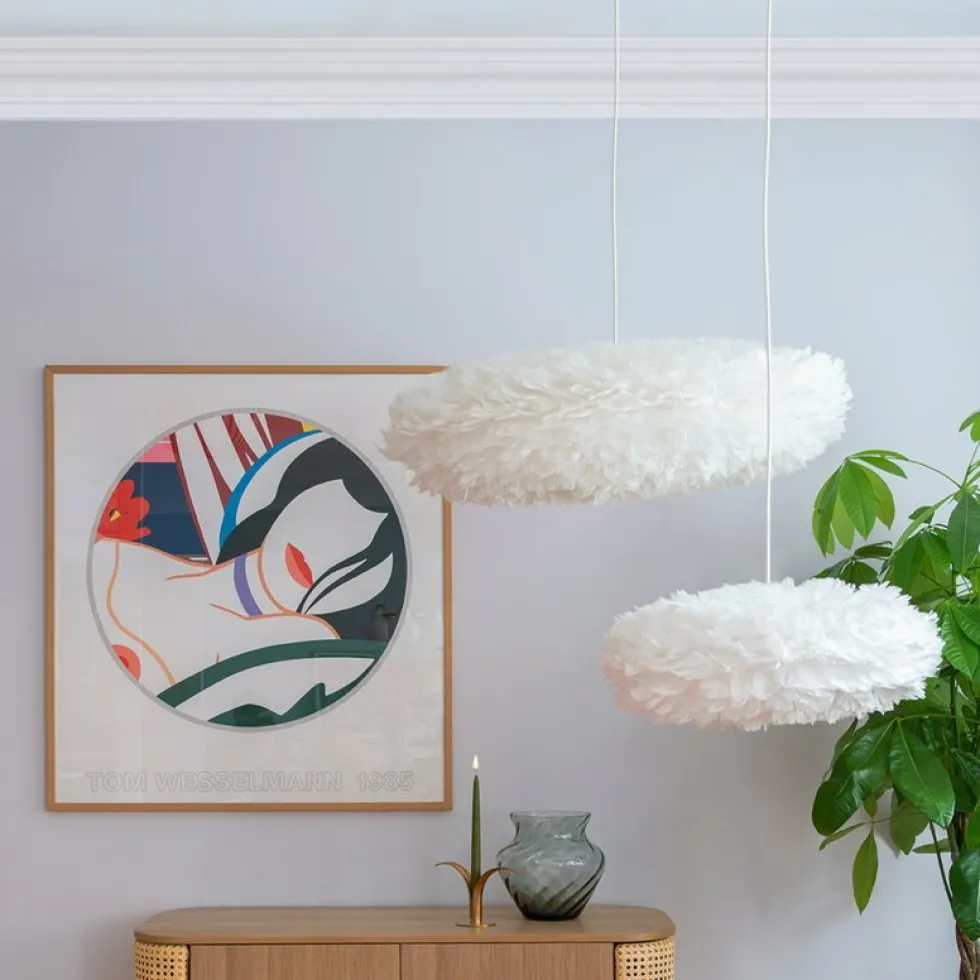 Abat-jour en plumes blanche 70 cm Eos Esther - UMAGE