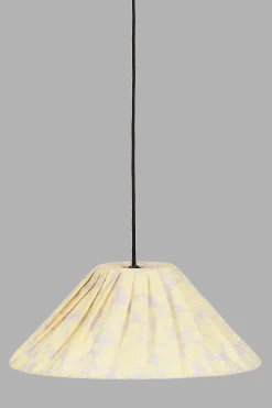 Abat-jour plissé pour suspension en popeline de coton bio à motifs fleurs jaune 50 cm Ava - Nobodinoz