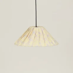 Abat-jour plissé pour suspension en popeline de coton bio à motifs fleurs jaune 50 cm Ava - Nobodinoz