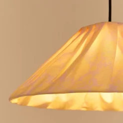 Abat-jour plissé pour suspension en popeline de coton bio à motifs fleurs jaune 50 cm Ava - Nobodinoz