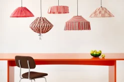 Abat-jour plissé pour suspension en voile de coton à carreaux rouge et rose 50 cm Ava - Nobodinoz