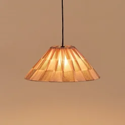 Abat-jour plissé pour suspension en voile de coton à carreaux rouge et rose 50 cm Ava - Nobodinoz