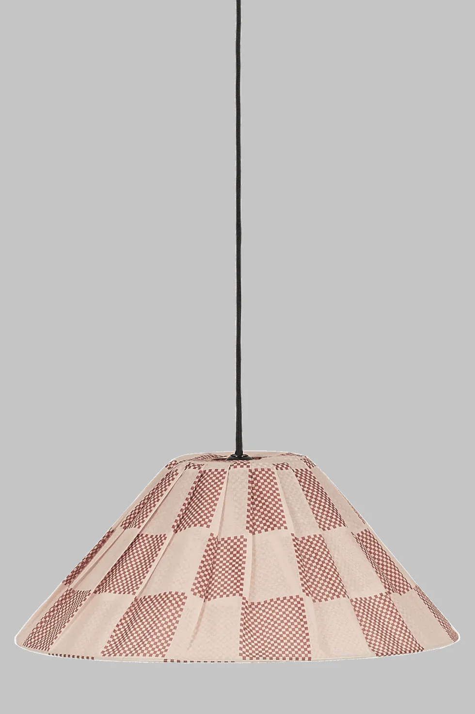 Abat-jour plissé pour suspension en voile de coton à carreaux rouge et rose 50 cm Ava - Nobodinoz