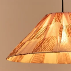 Abat-jour plissé pour suspension en voile de coton à carreaux rouge et rose 50 cm Ava - Nobodinoz