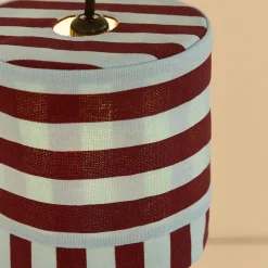 Abat-jour pour suspension en coton bio à rayures rouge bordeaux et bleu 20 cm Linda - Nobodinoz