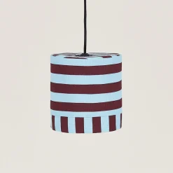 Abat-jour pour suspension en coton bio à rayures rouge bordeaux et bleu 20 cm Linda - Nobodinoz
