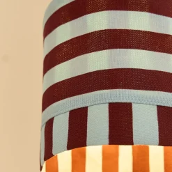 Abat-jour pour suspension en coton bio à rayures rouge bordeaux et bleu 20 cm Linda - Nobodinoz