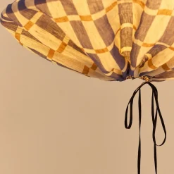 Abat-jour pour suspension en lin français à carreaux bleu et jaune moutarde 50 cm Yumi - Nobodinoz