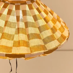 Abat-jour pour suspension en lin français à carreaux jaune moutarde 50 cm Yumi - Nobodinoz