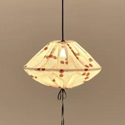 Abat-jour pour suspension en lin français à pois rouges 50 cm Yumi - Nobodinoz