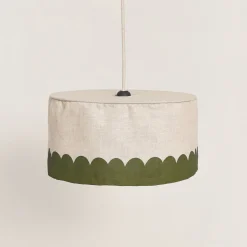 Abat-jour pour suspension en lin français vert 40 cm Vibes - Nobodinoz