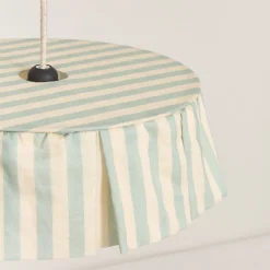 Abat-jour pour suspension en voile de coton bio à rayures bleu turquoise 40 cm Vibes - Nobodinoz