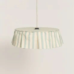 Abat-jour pour suspension en voile de coton bio à rayures bleu turquoise 40 cm Vibes - Nobodinoz