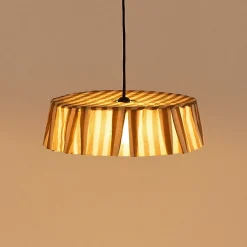 Abat-jour pour suspension en voile de coton bio à rayures marron et jaune 40 cm Vibes - Nobodinoz