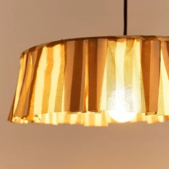 Abat-jour pour suspension en voile de coton bio à rayures marron et jaune 40 cm Vibes - Nobodinoz