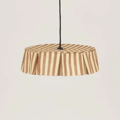 Abat-jour pour suspension en voile de coton bio à rayures marron et jaune 40 cm Vibes - Nobodinoz
