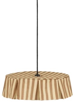 Abat-jour pour suspension en voile de coton bio à rayures marron et jaune 40 cm Vibes - Nobodinoz
