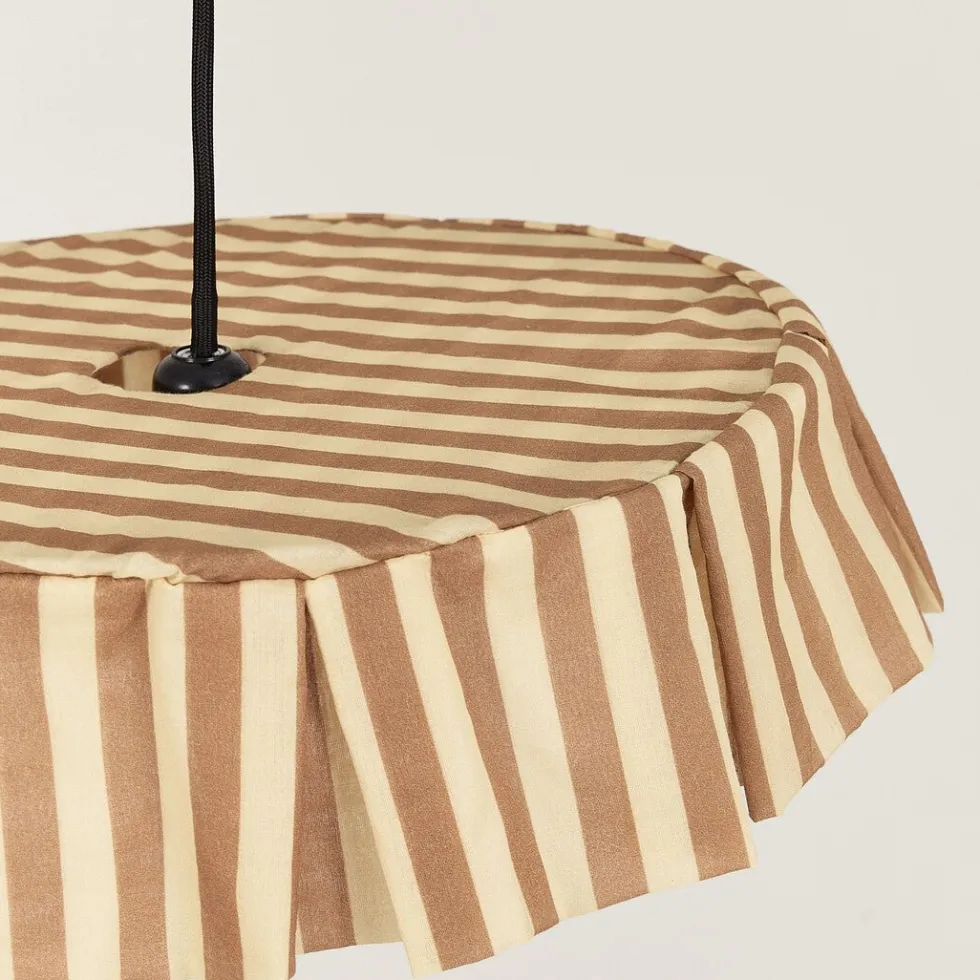 Abat-jour pour suspension en voile de coton bio à rayures marron et jaune 40 cm Vibes - Nobodinoz
