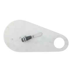 Abrielle Serving Board W/Knife White Marble - Bloomingville