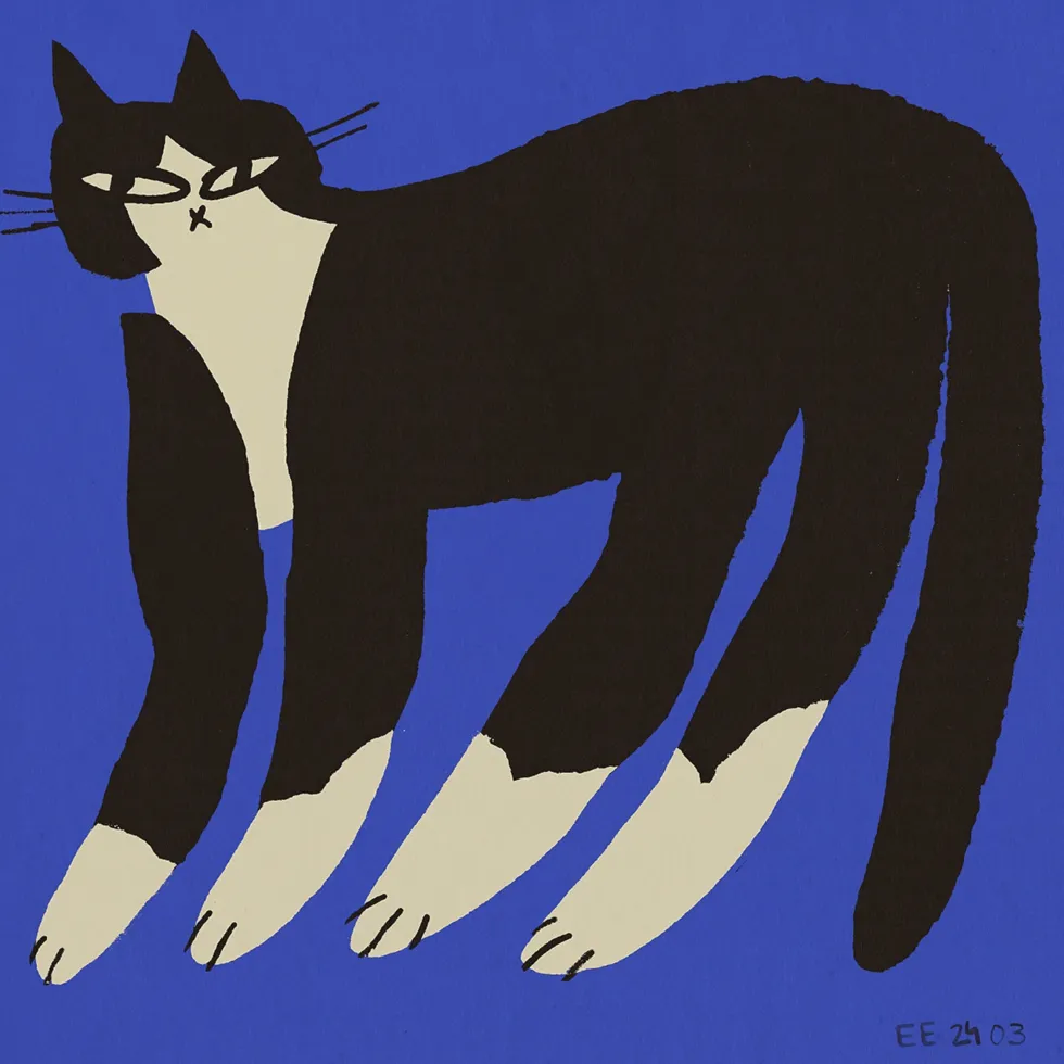 Affiche 70x70cm Cat in Blue - The Poster Club