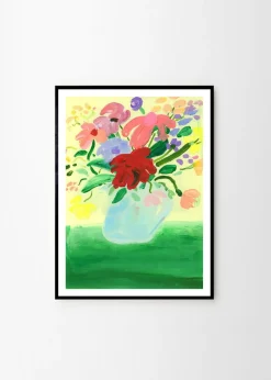 Affiche 70x100cm Flowers on Green Tablecloth - The Poster Club