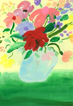 Affiche 70x100cm Flowers on Green Tablecloth - The Poster Club