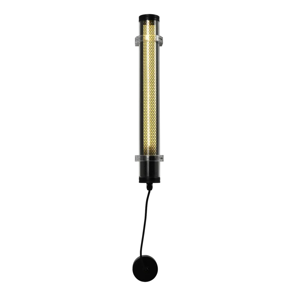 Applique d'extérieur en verre et nid d'abeille polycarbonate noir 56,2cm Lukas - Elements Lighting