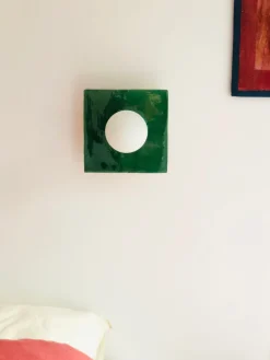 Applique murale carrée en aluminium et carreaux de céramique vert 20cm Globe Tile - Carré Coco