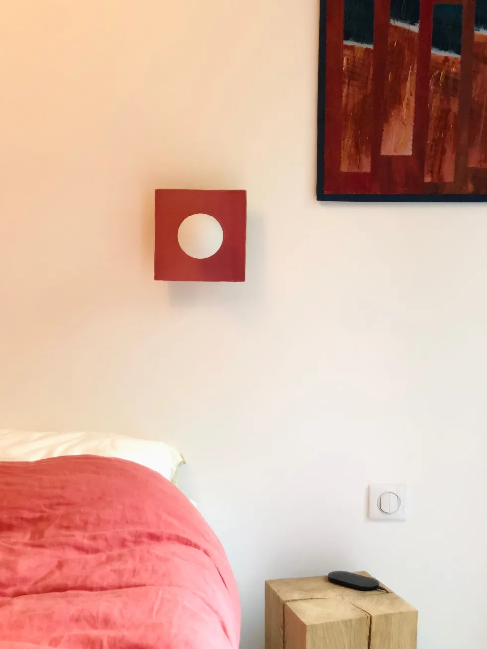 Applique murale carré en aluminium et carreaux de céramique rose 20cm Globe Tile - Carré Coco