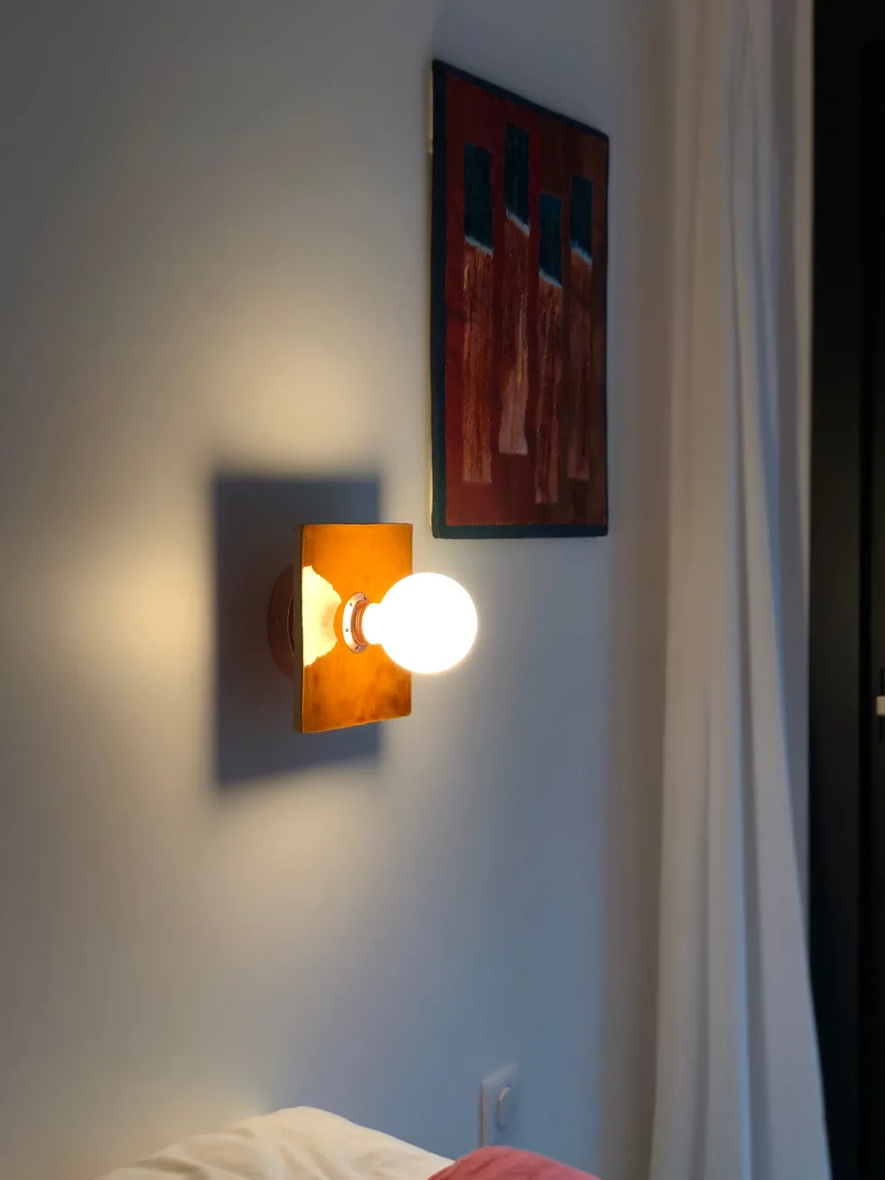 Applique murale carré en carreaux de céramique miel 20cm Globe Tile - Carré Coco