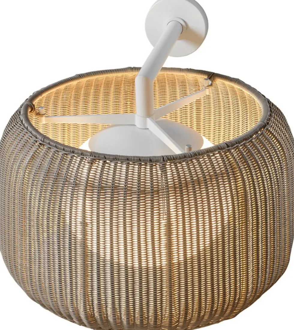 Applique murale de jardin dimmable triac en aluminium et abat-jour beige clair 50cm Fora - Bover