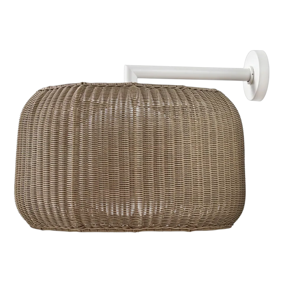 Applique murale de jardin dimmable triac en aluminium et abat-jour beige clair 50cm Fora - Bover