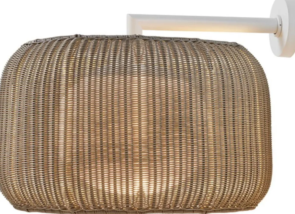 Applique murale de jardin dimmable triac en aluminium et abat-jour beige clair 50cm Fora - Bover