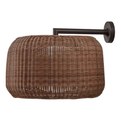 Applique murale de jardin dimmable triac en aluminium graphite et rotin brun 50cm Fora - Bover