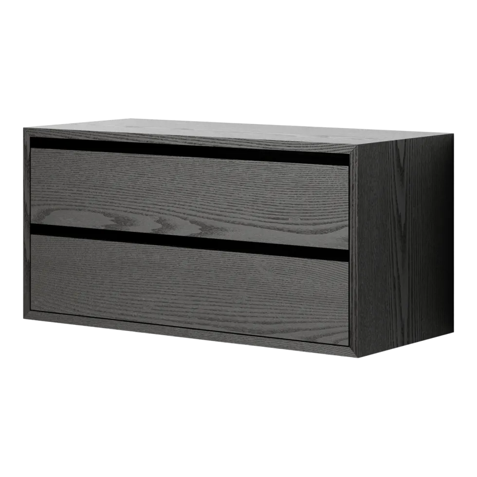 Armoire basse avec tiroirs en frêne noir 38,4cm - New Works