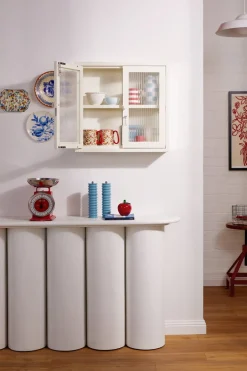 Armoire murale en acier blanc craie et verre cannelé 60x18x57cm The Kit - Mustard Made