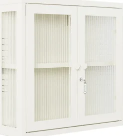 Armoire murale en acier blanc craie et verre cannelé 60x18x57cm The Kit - Mustard Made