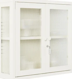 Armoire murale en acier blanc craie et verre cannelé 60x18x57cm The Kit - Mustard Made