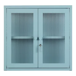 Armoire murale en acier bleu océan et verre cannelé 60x18x57cm The Kit - Mustard Made