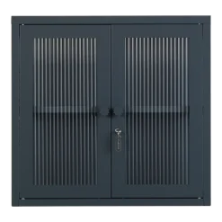 Armoire murale en acier gris ardoise et verre cannelé 60x18x57cm The Kit - Mustard Made