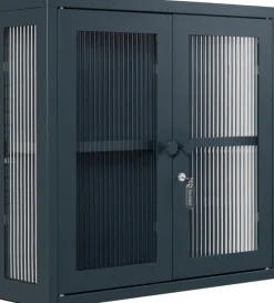 Armoire murale en acier gris ardoise et verre cannelé 60x18x57cm The Kit - Mustard Made