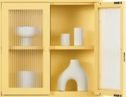 Armoire murale en acier jaune beurre et verre cannelé 60x18x57cm The Kit - Mustard Made